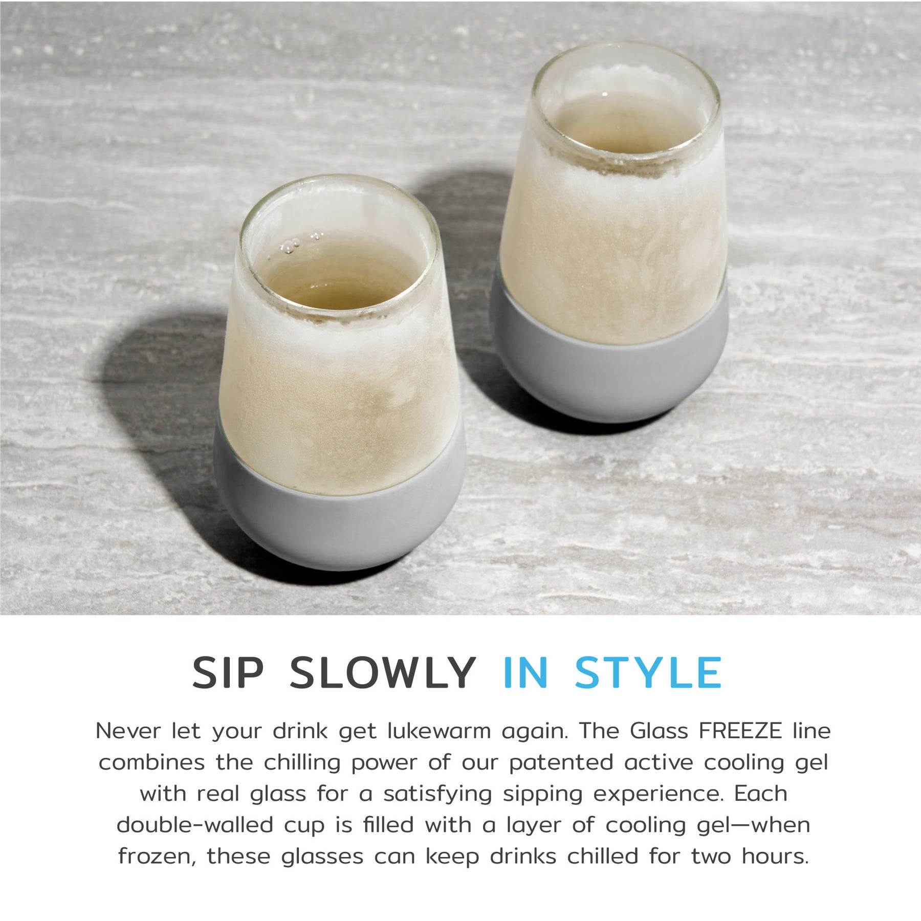 Glass Wine FREEZEâ„¢ in Gray, Set of 2