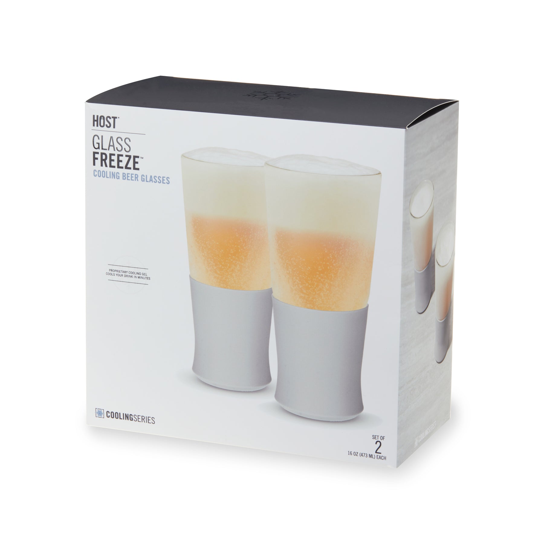 Glass Beer FREEZEâ„¢ in Gray, Set of 2