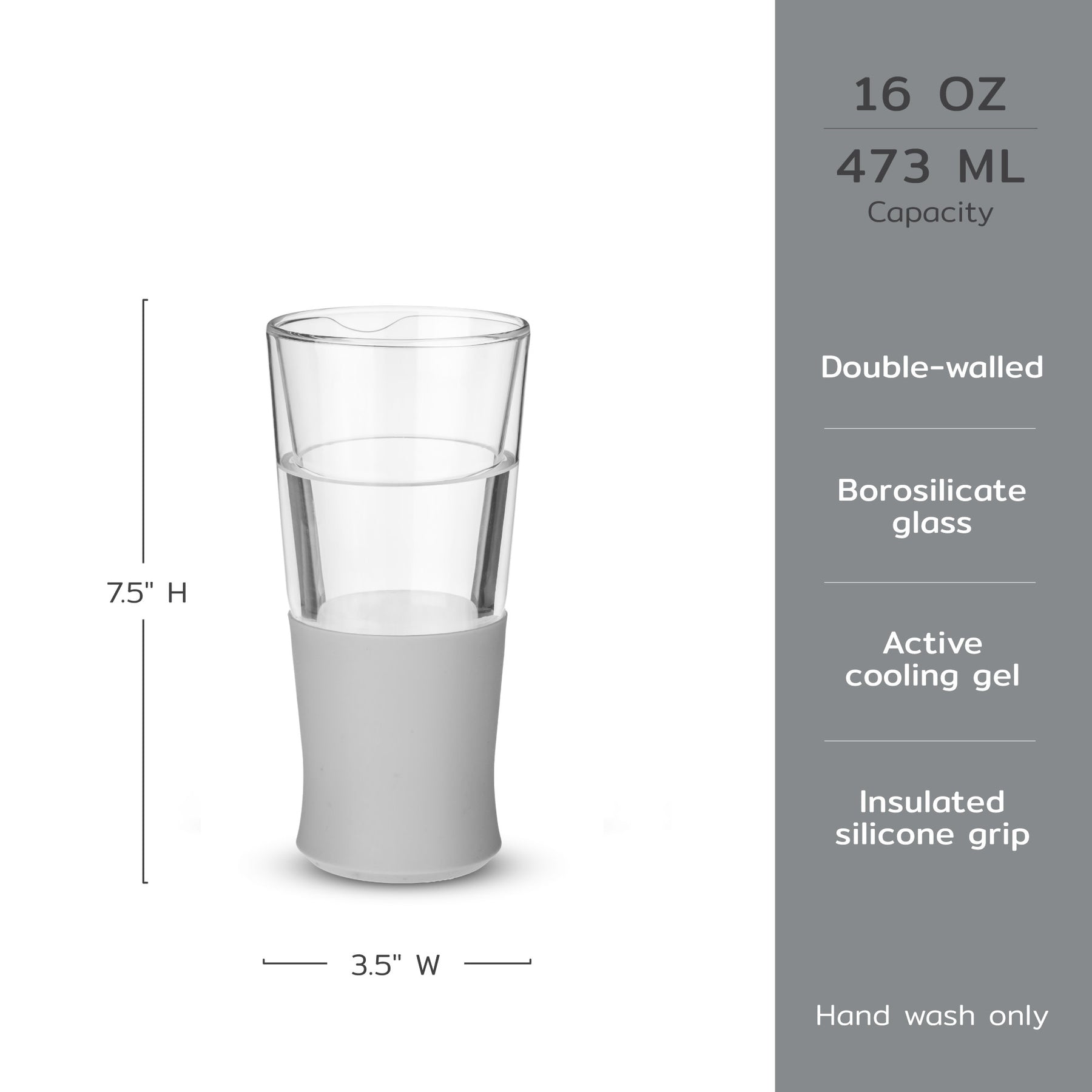 Glass Beer FREEZEâ„¢ in Gray, Set of 2