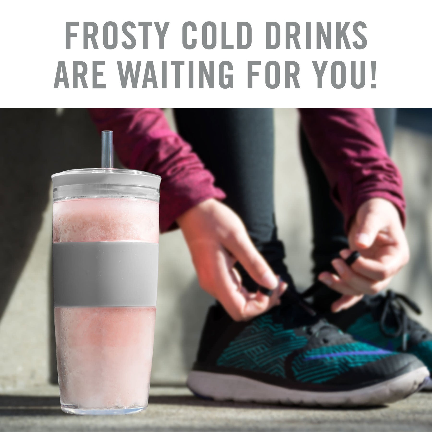 Tumbler FREEZE™ in Gray with Lid and Straw