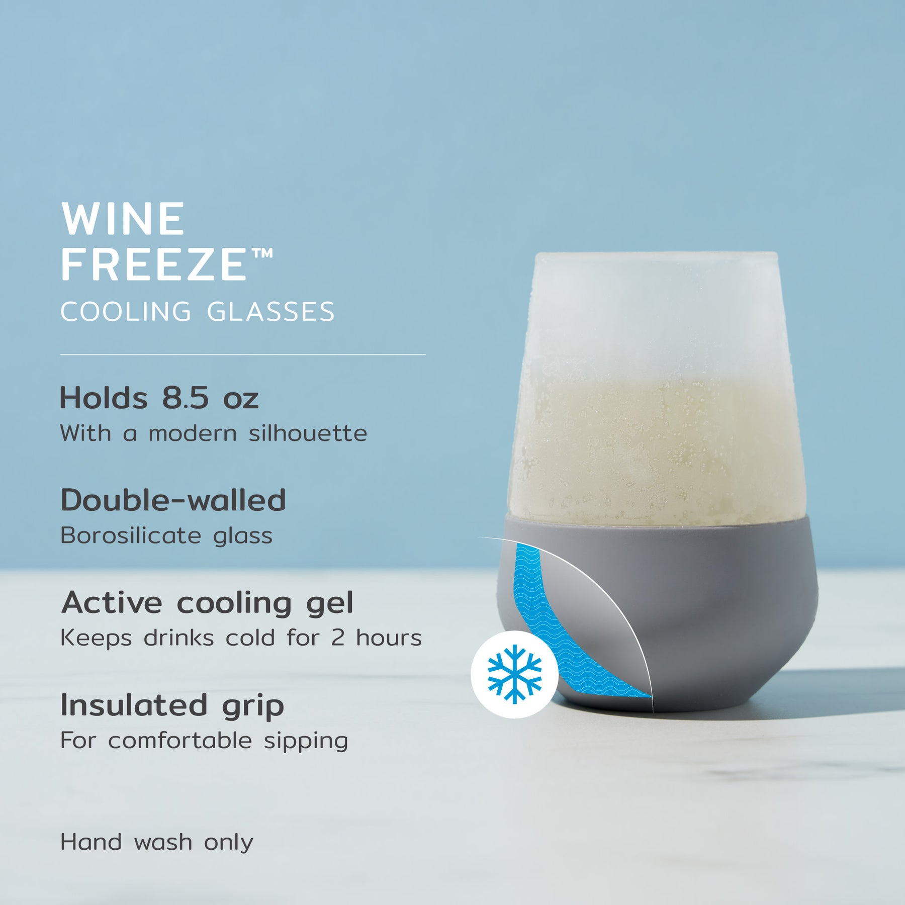 Glass Wine FREEZEâ„¢ in Gray, Set of 2