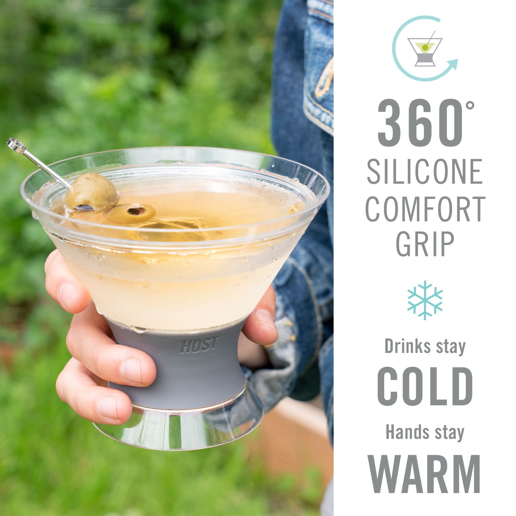 THE PERFECT GLASS FOR A WIDE RANGE OF CLASSIC COCKTAILS - All kinds of classic cocktail recipes stay frosty in the Host Martini Freeze. Enjoy a manhattan, cosmopolitan, or classic gin or vodka martini without watering down your quality ingredients.
