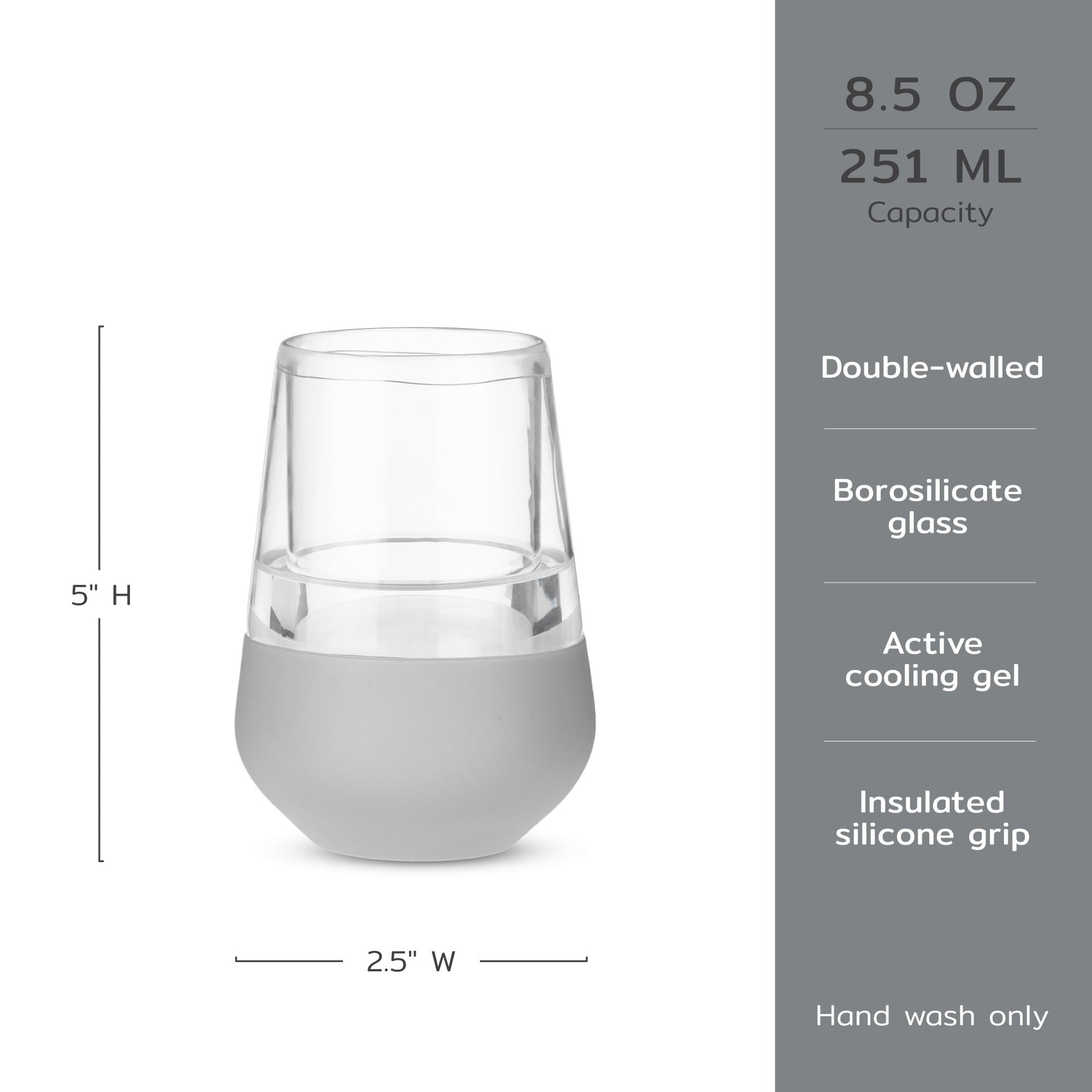 Glass Wine FREEZEâ„¢ in Gray, Set of 2